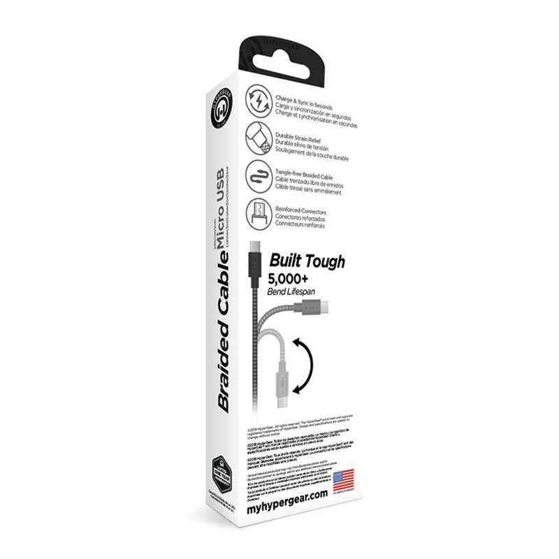 #Hypergear Micro USB ladekabel Ekstra stærk 120cm Black