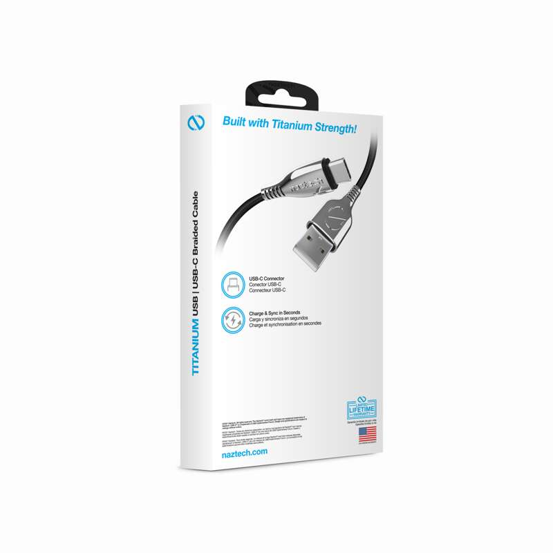 #NAZTECH TITANIUM USB to USB-C Braided Cable | 180 cm | Black