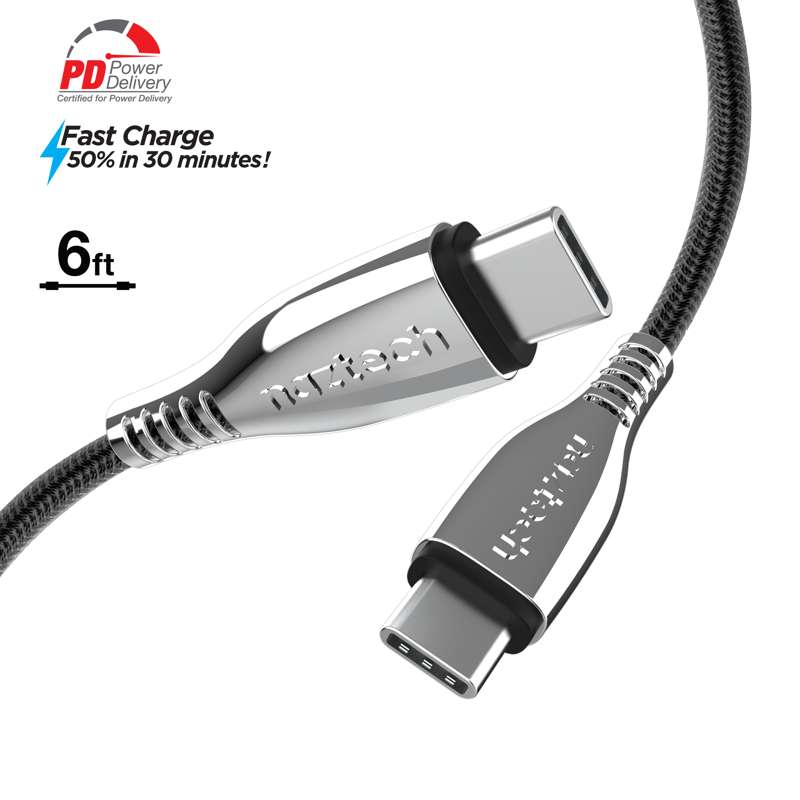 #Naztech TITANIUM USB-C to USB-C Charging Cable 180cm