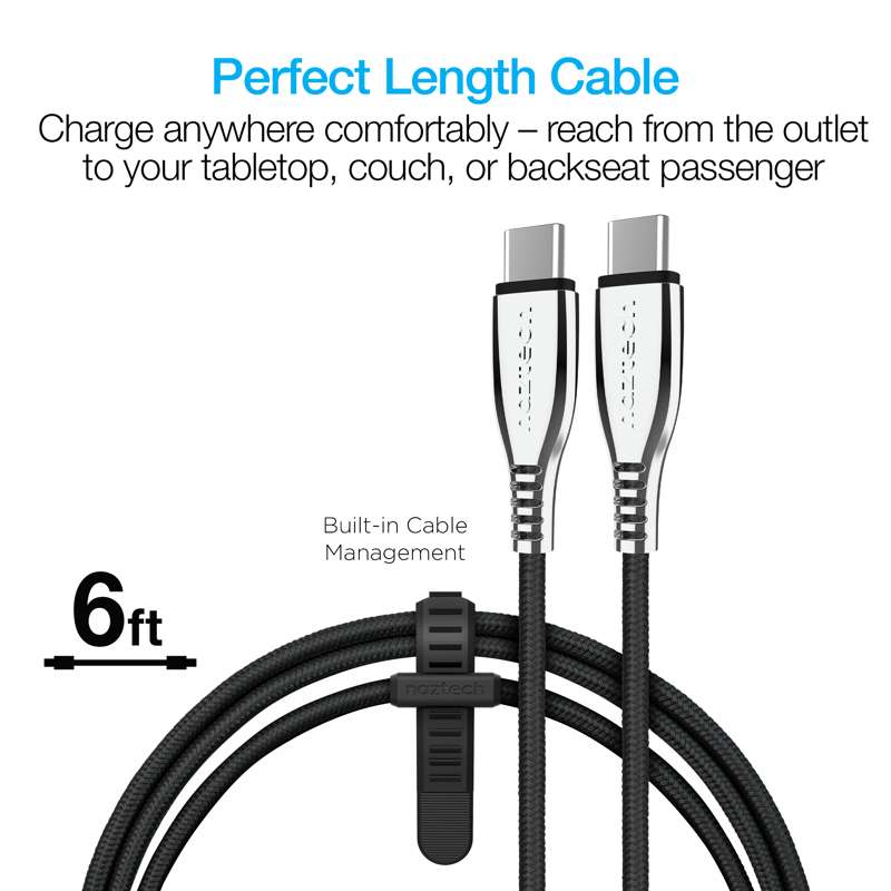 #Naztech TITANIUM USB-C to USB-C Charging Cable 180cm