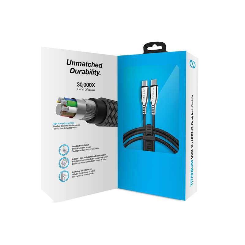 #Naztech TITANIUM USB-C to USB-C Charging Cable 180cm