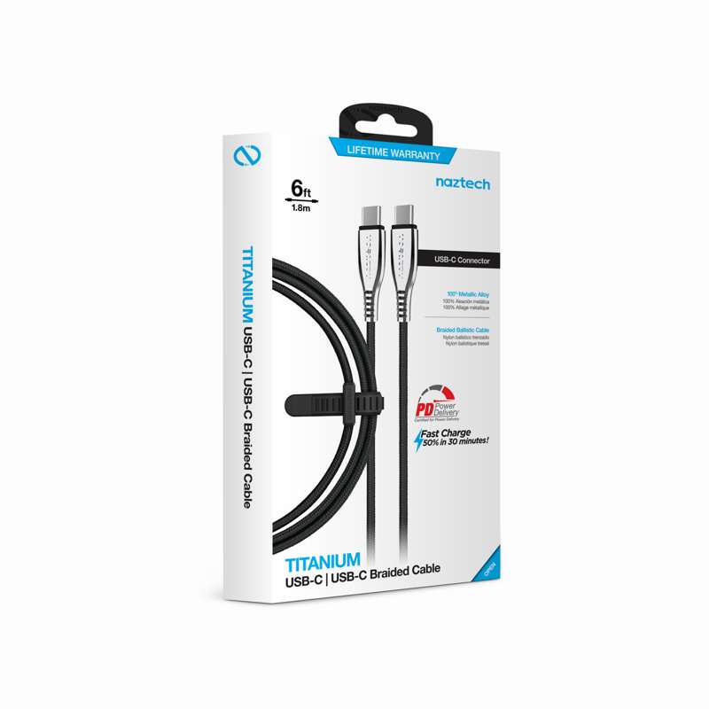 #Naztech TITANIUM USB-C to USB-C Charging Cable 180cm