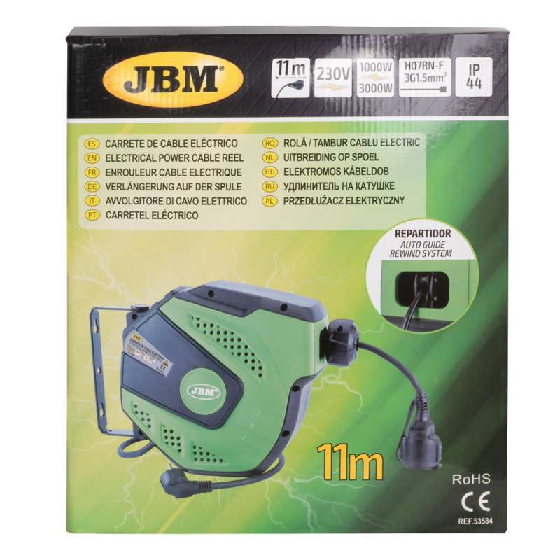 JBM forlængerledning på rulle 12m