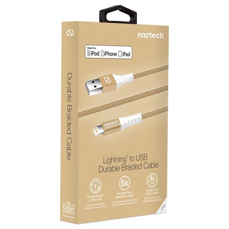 #Naztech Lightning ladekabel - Guld