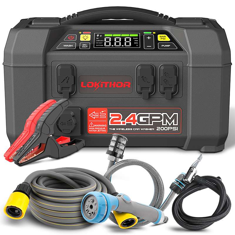 LOKITHOR 5-i-1 Booster/Vand & Luftpumpe 2500A 12V