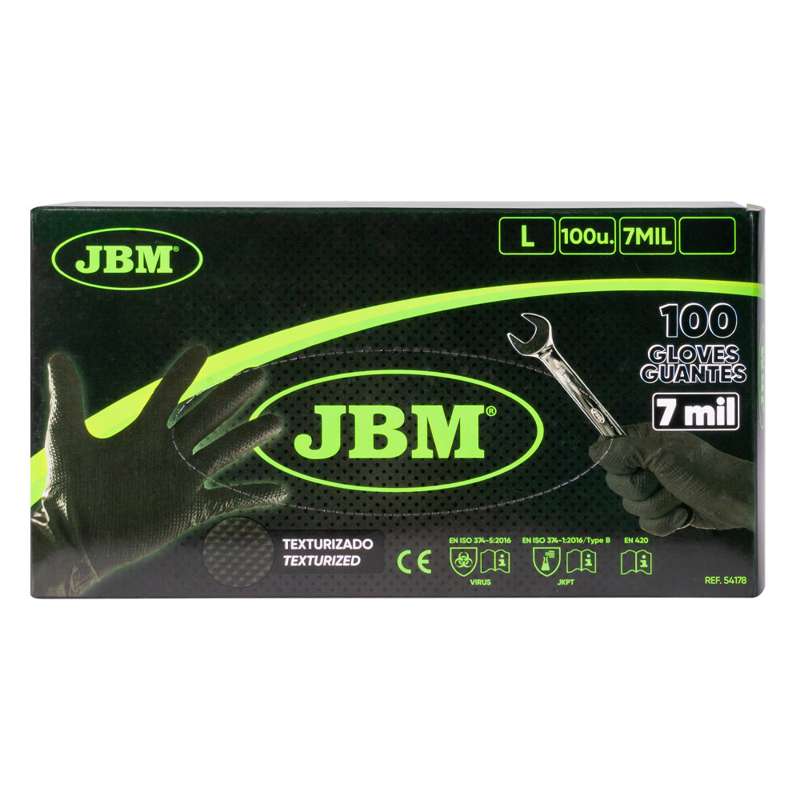 JBM Nitrilhandsker L 100 stk - sort